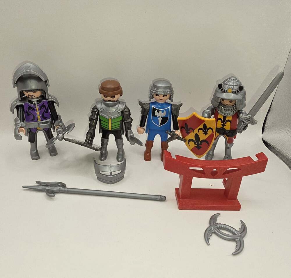 Playmobil Medieval Knight Figure Lot Purple Blue Green Red - from various sets